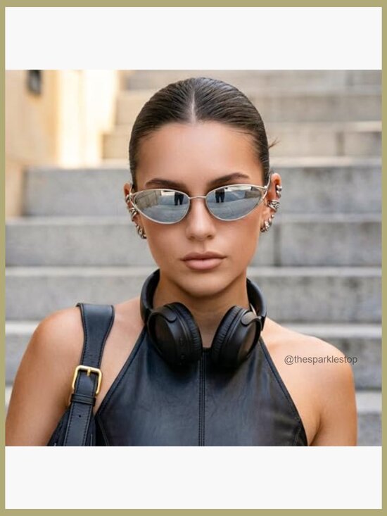 Metal Frame Oval Cat Eye Sunglasses, Retro 90s Style, UV400 Protection main image 7